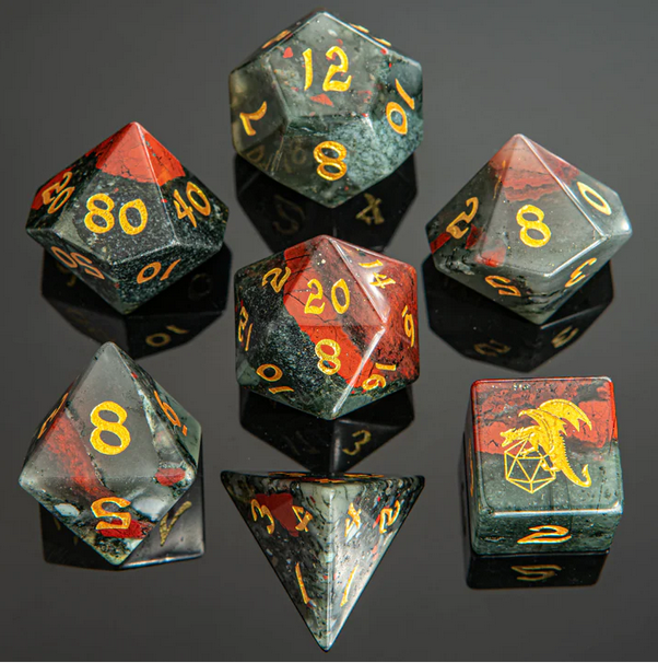 Dragons Hoard Gemstone Dice Set: Blood Stone